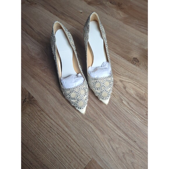 Badgley Mischka Rouge Crystal Embellished Heels Womens 6.5 - Picture 13 of 16